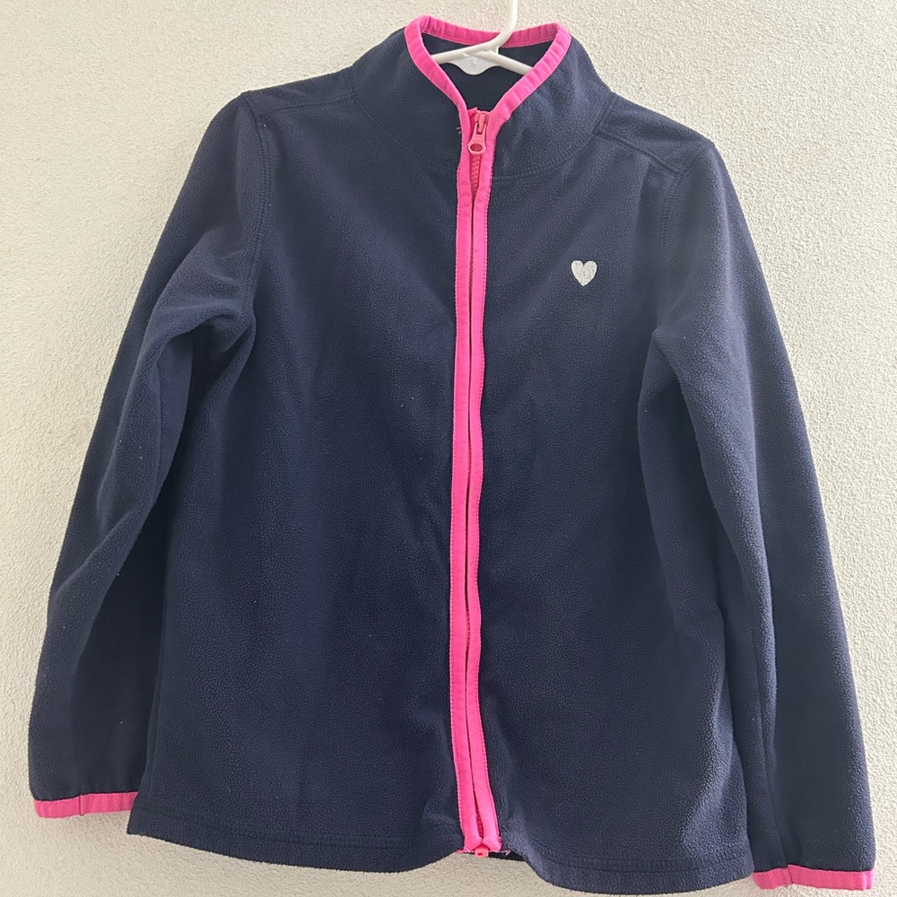 🦋 OshKosh B'gosh Navy Jacket with Pink Accents Girls size 6
